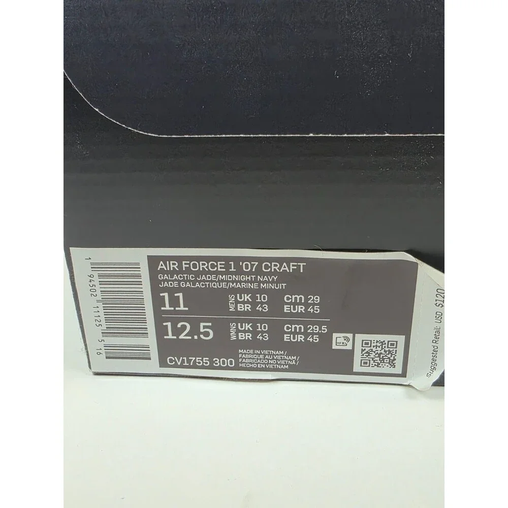 Nike Air Force 1 07 Craft Size 11 DS CV1755-300 Galactic Jade Midnight Navy